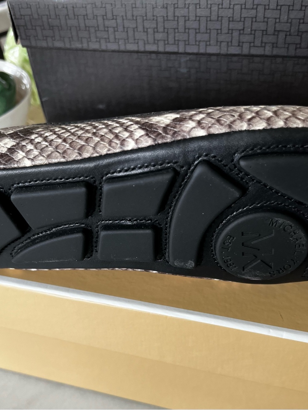 Michael Kors Black and Taupe Snake-Print Ballet Flats - Picture 2 of 2